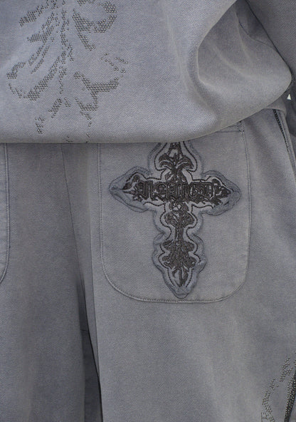 FERAL STUDDED OVERSIZED SWEATPANTS WASHED GREY