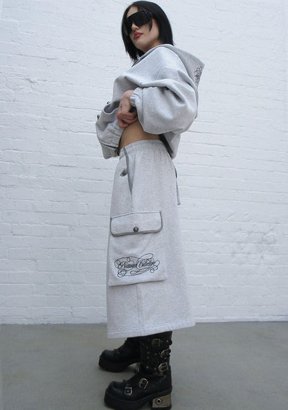 COMMAND OVERSIZED CARGO SWEATSHORTS GREY MARL