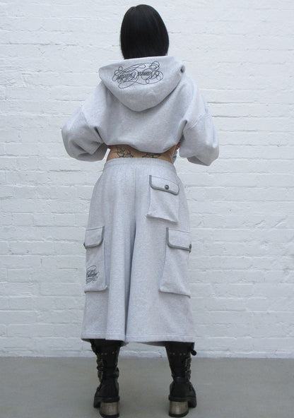 COMMAND OVERSIZED CARGO SWEATSHORTS GREY MARL