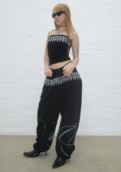 ENEMY RHINESTONE SWEATPANTS BLACK