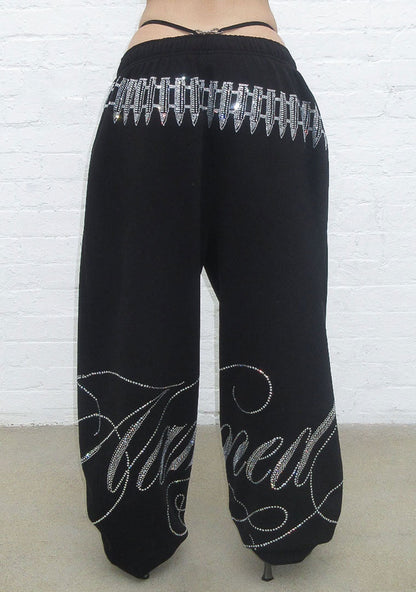 ENEMY RHINESTONE SWEATPANTS BLACK