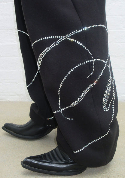 ENEMY RHINESTONE SWEATPANTS BLACK