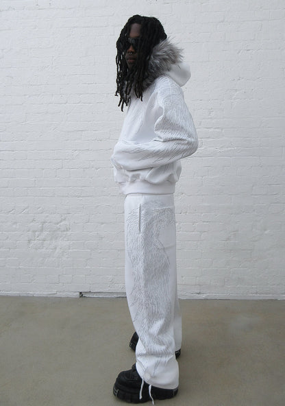FALLEN RHINESTONE OVERSIZED SWEATPANTS WHITE
