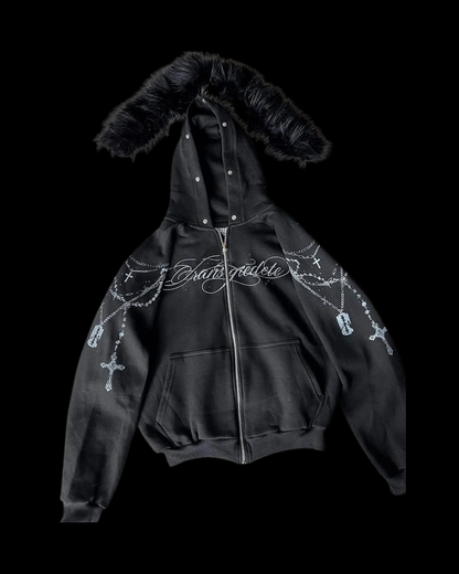 'ROSARY' FUR HOODIE