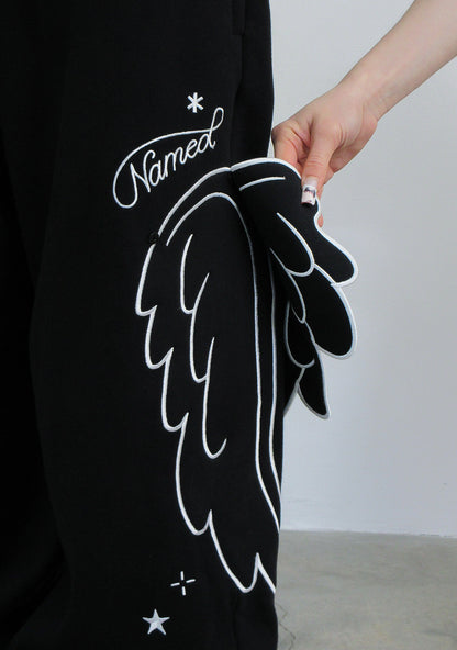 STITCH WINGS OVERSIZED SWEATPANTS BLACK (DETACHABLE WINGS)