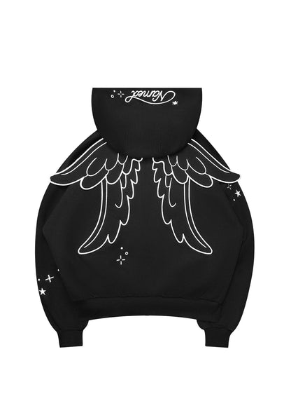 STITCH WINGS ZIP HOODIE BLACK (DETACHABLE WINGS)