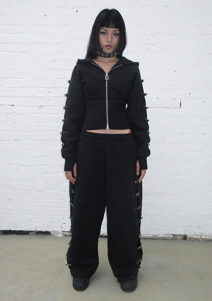 CRUSH BUCKLE OVERSIZED SWEATPANTS BLACK