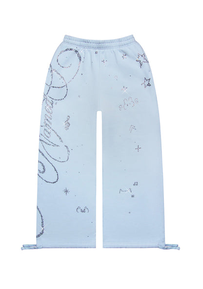DREAMER RHINESTONE TEDDY OVERSIZED SWEATPANTS BABY BLUE