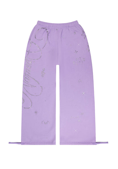 DREAMER RHINESTONE TEDDY OVERSIZED SWEATPANTS LILAC