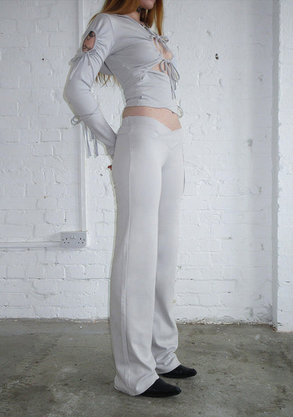 ENVY SCULPT STRETCH TWO PIECE SKIRT TROUSER SET MIST GREY