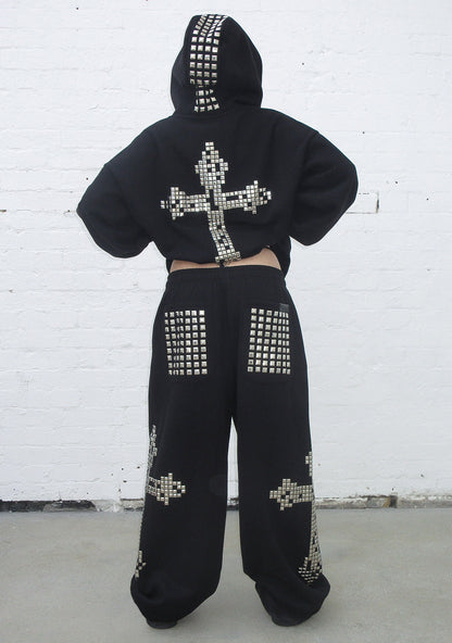 FAITHFUL STUDDED OVERSIZED SWEATPANTS BLACK