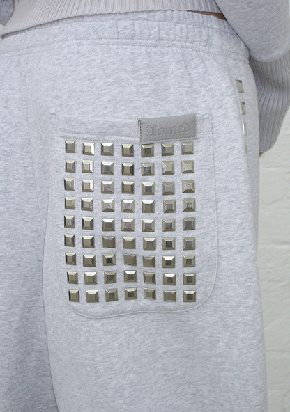 FAITHFUL STUDDED OVERSIZED SWEATPANTS GREY MARL