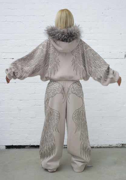 FALLEN STUDDED OVERSIZED SWEATPANTS BONE