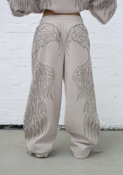 FALLEN STUDDED OVERSIZED SWEATPANTS BONE