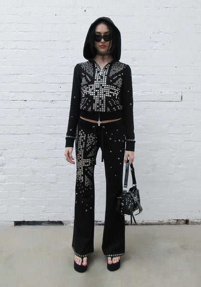 KNIGHT STUDDED FITTED PANTS BLACK