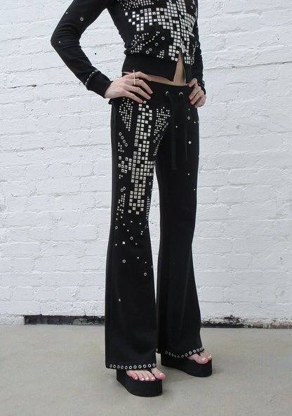KNIGHT STUDDED FITTED PANTS BLACK