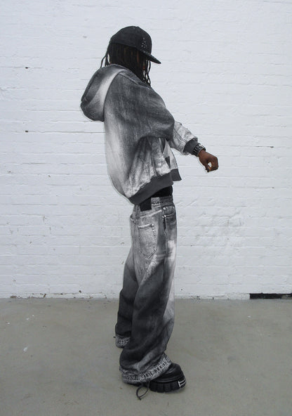 OFF GRID DENIM EFFECT OVERSIZED SWEATPANTS WASHED BLACK