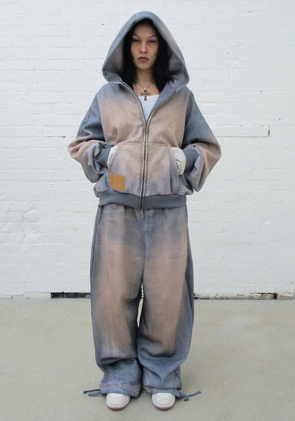 OFF GRID DENIM EFFECT OVERSIZED SWEATPANTS WASHED BLUE