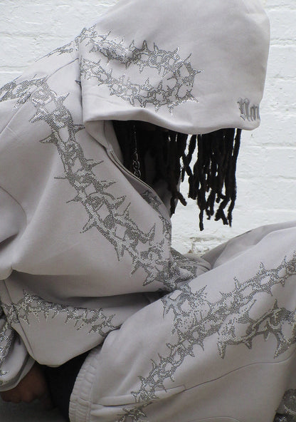 OMEN RHINESTONE OVERSIZED SWEATPANTS SMOKE GREY